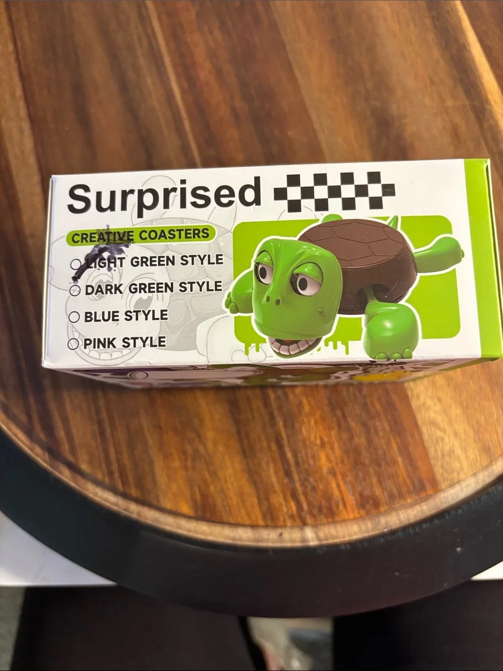 Surprised Green Turtle Coaster Set - Fun Party Table Protectors